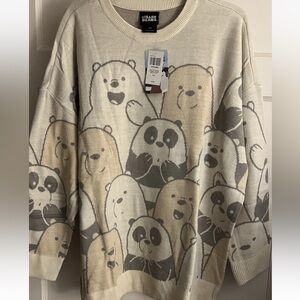 Cartoon Network We Bare Bears Sweater - Beige and Gray - Junior Large